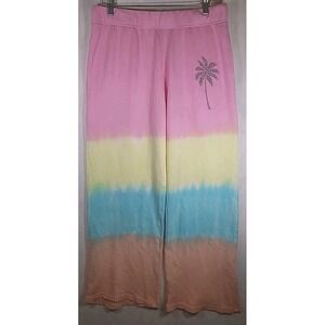 Lauren Moshi Lorielle Crystal Palm Tree Pastel Sweatpants Womens  Med. Made USA